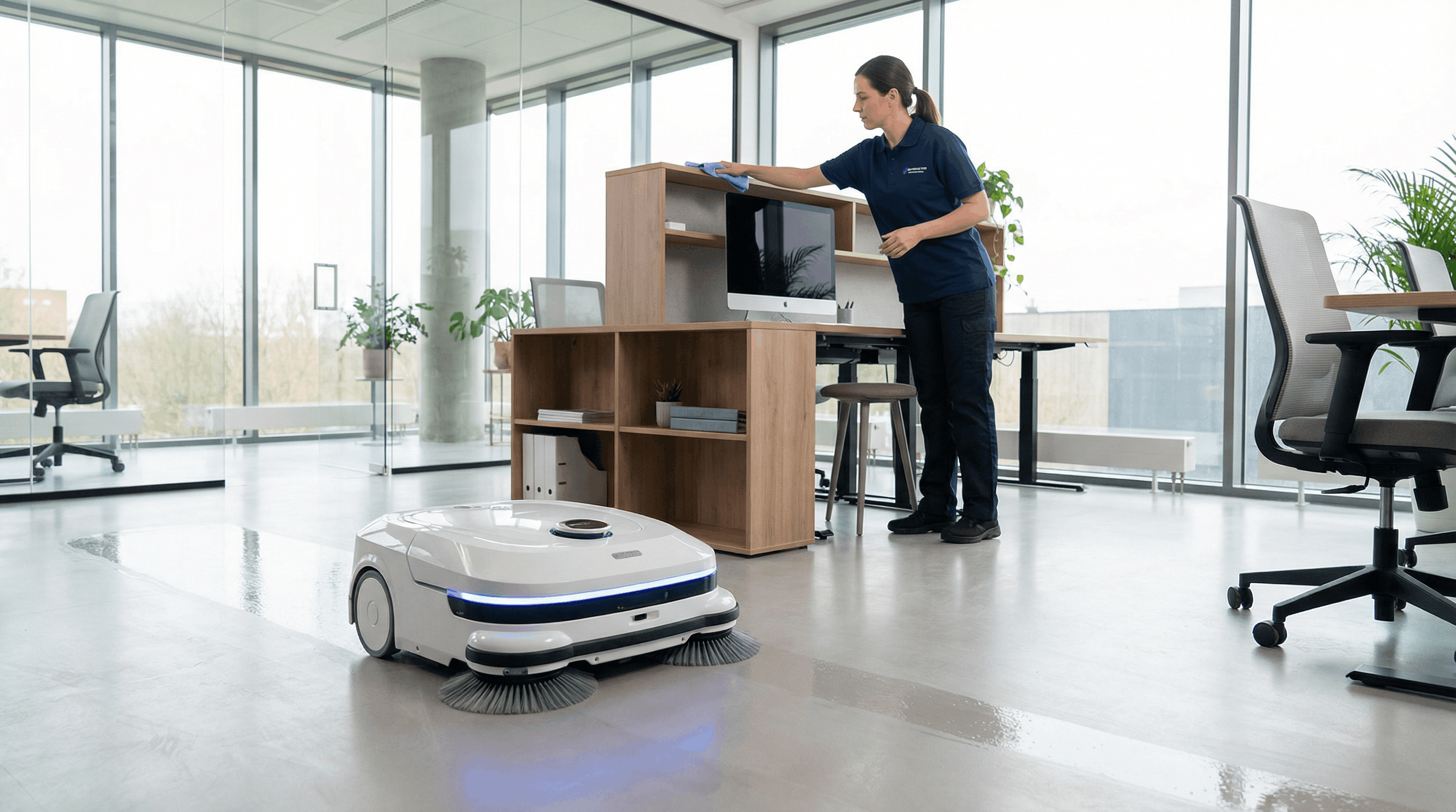 Nettoyage professionnel de bureaux modernes